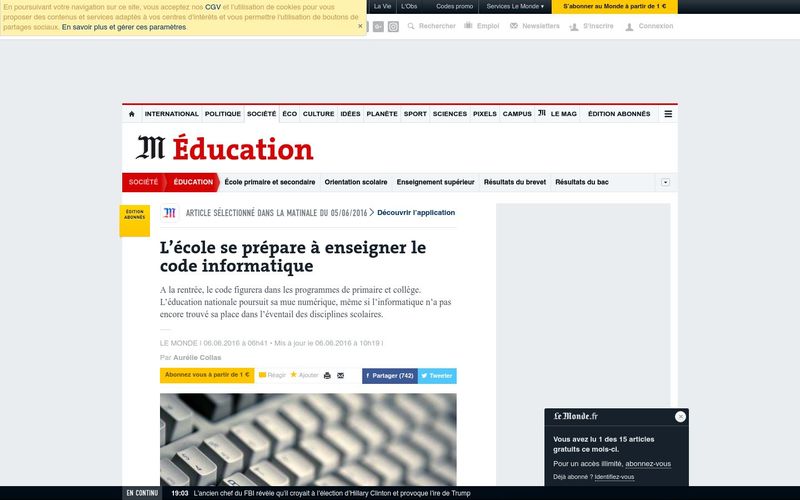 L'école se prépare à enseigner le code informatique